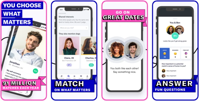 okcupid dating site layout