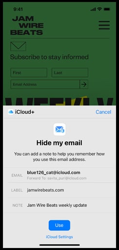 hide email new ios 15 features