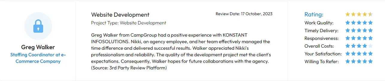 Designrush client testimonial